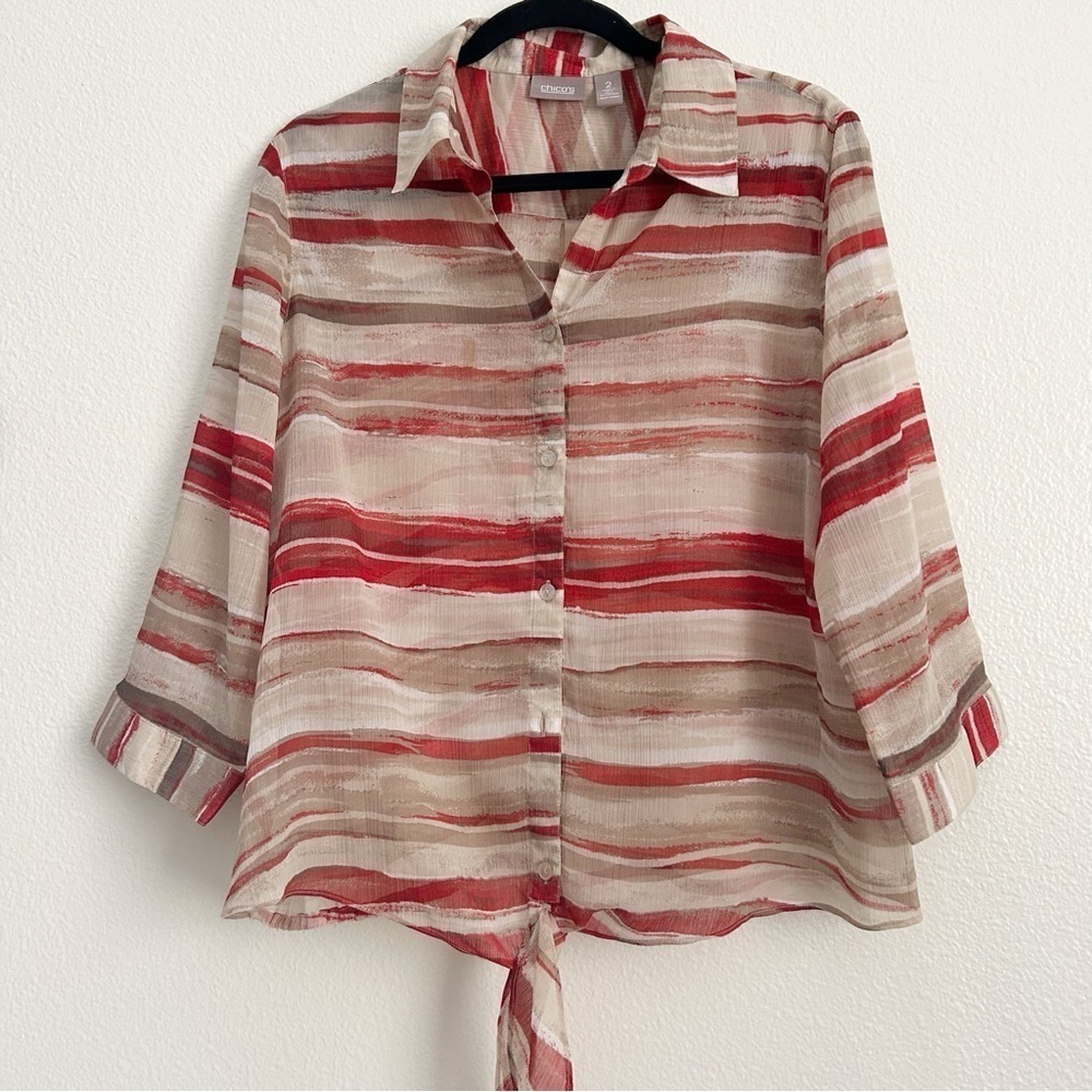 Chico’s Sheer Striped Blouse